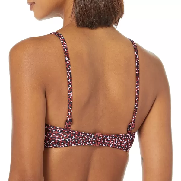 Amazon Essentials Womens Bandeau Swim Top Available in Plus SizeBrick Red Leopard