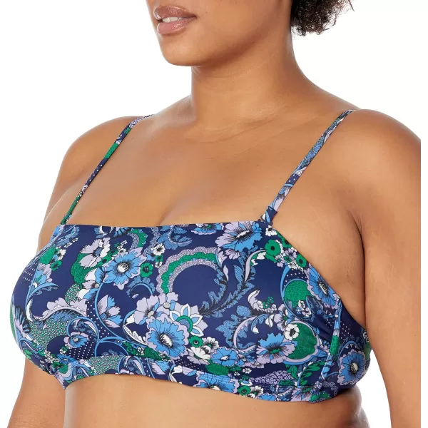 Amazon Essentials Womens Bandeau Swim Top Available in Plus SizeDeep Blue Paisley