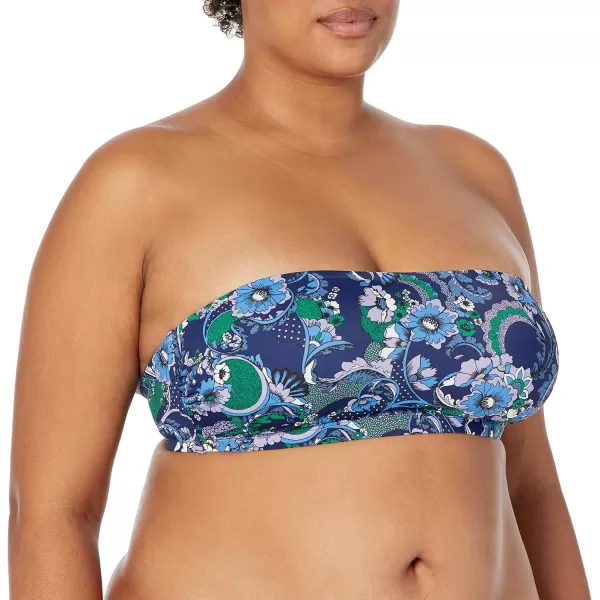 Amazon Essentials Womens Bandeau Swim Top Available in Plus SizeDeep Blue Paisley