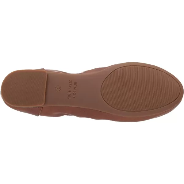 Amazon Essentials Womens Belice Ballet FlatChestnut Brown Faux Leather