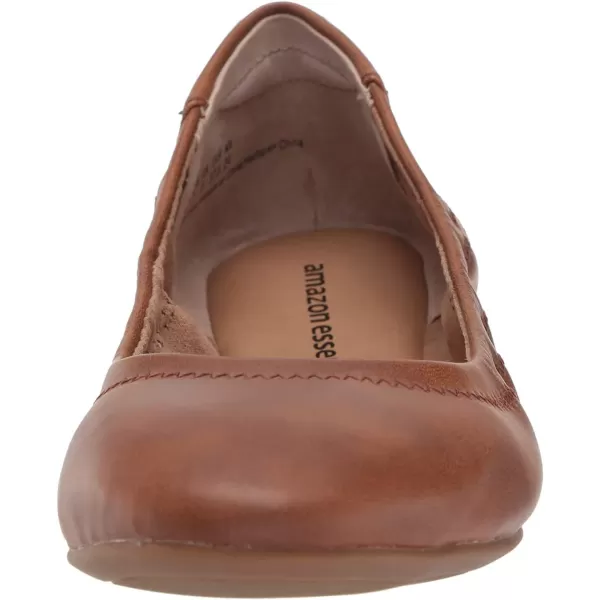 Amazon Essentials Womens Belice Ballet FlatChestnut Brown Faux Leather