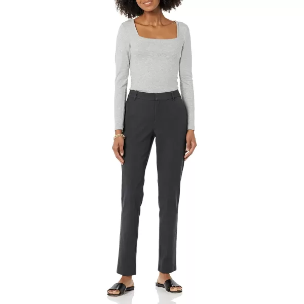 Amazon Essentials Womens BiStretch Full Length Straight Leg PantCharcoal Heather