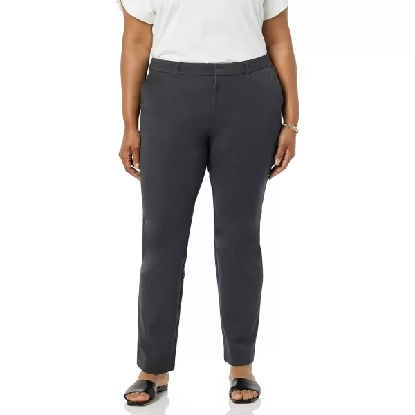 Amazon Essentials Womens BiStretch Full Length Straight Leg PantCharcoal Heather