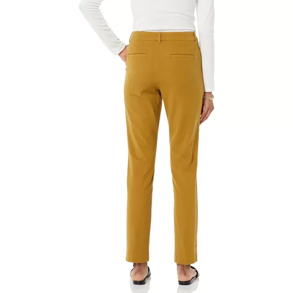 Amazon Essentials Womens BiStretch Full Length Straight Leg PantDark Camel