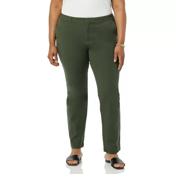 Amazon Essentials Womens BiStretch Full Length Straight Leg PantDark Green