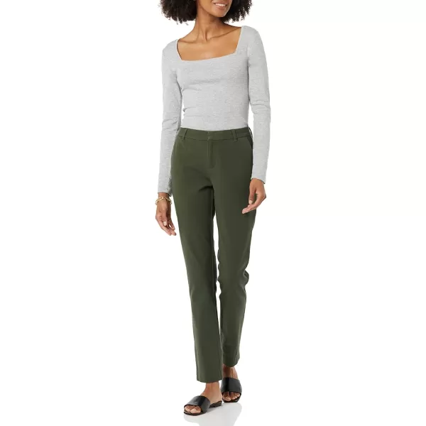 Amazon Essentials Womens BiStretch Full Length Straight Leg PantDark Green