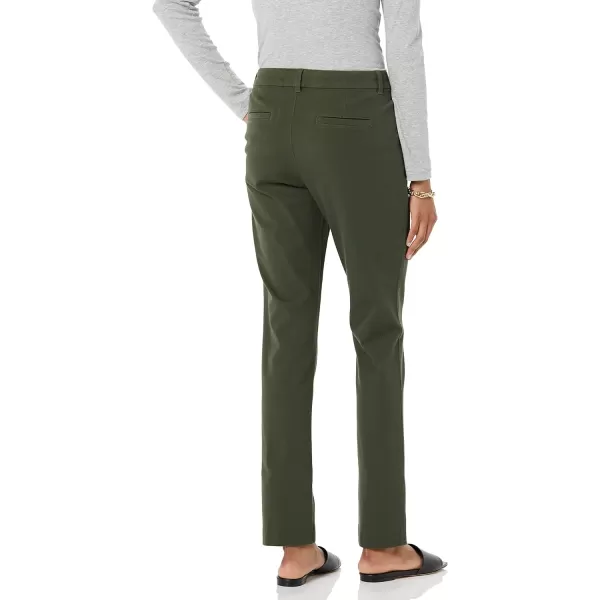 Amazon Essentials Womens BiStretch Full Length Straight Leg PantDark Green