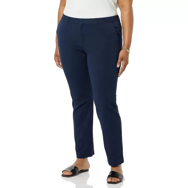 Amazon Essentials Womens BiStretch Full Length Straight Leg PantNavy