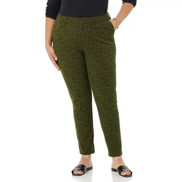 Amazon Essentials Womens BiStretch Skinny Ankle Pant Available in Plus SizeOlive Animal Print