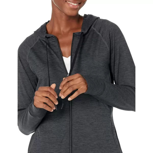 Amazon Essentials Womens Brushed Tech Stretch FullZip HoodieBlackSpace Dye