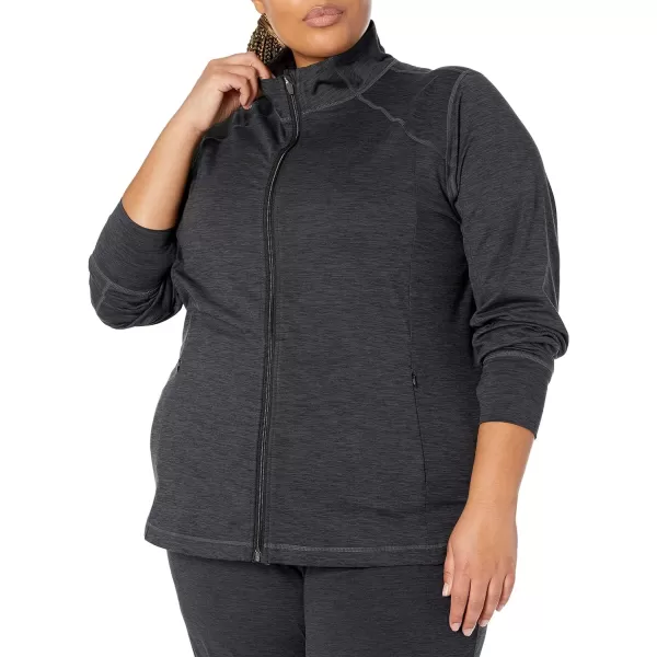 Amazon Essentials Womens Brushed Tech Stretch FullZip Jacket Available in Plus SizeBlack Space Dye