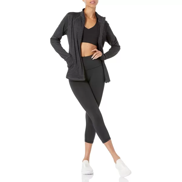 Amazon Essentials Womens Brushed Tech Stretch FullZip Jacket Available in Plus SizeBlack Space Dye