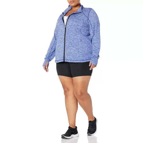 Amazon Essentials Womens Brushed Tech Stretch FullZip Jacket Available in Plus SizeBlue Space Dye