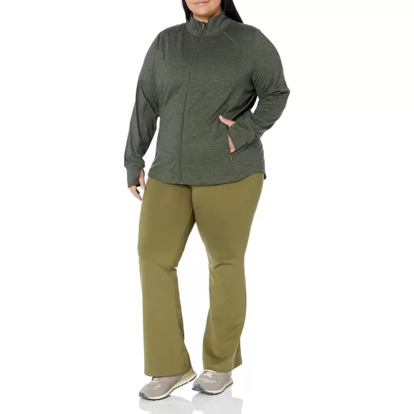 Amazon Essentials Womens Brushed Tech Stretch FullZip Jacket Available in Plus SizeDark Green Space Dye