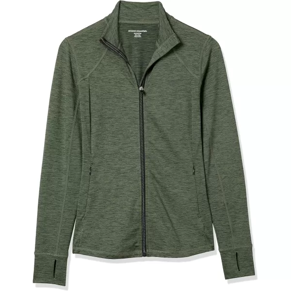 Amazon Essentials Womens Brushed Tech Stretch FullZip Jacket Available in Plus SizeDark Green Space Dye