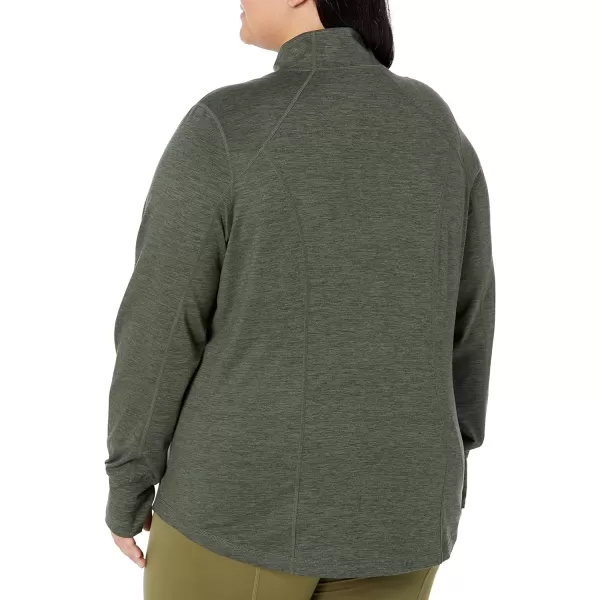 Amazon Essentials Womens Brushed Tech Stretch FullZip Jacket Available in Plus SizeDark Green Space Dye