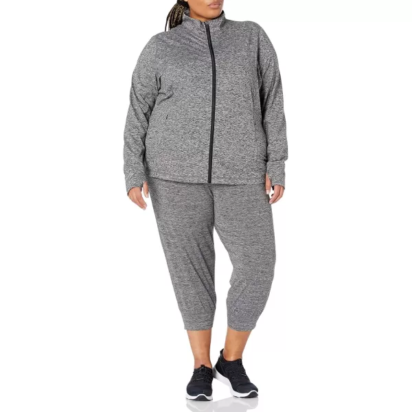 Amazon Essentials Womens Brushed Tech Stretch FullZip Jacket Available in Plus SizeDark Grey Space Dye