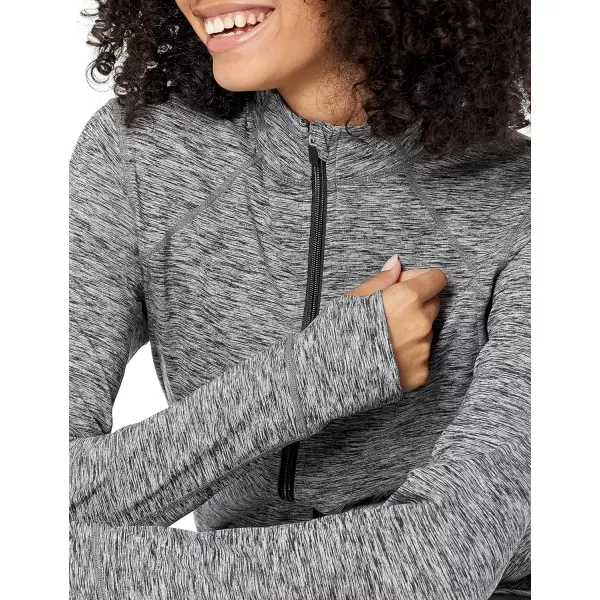 Amazon Essentials Womens Brushed Tech Stretch FullZip Jacket Available in Plus SizeDark Grey Space Dye