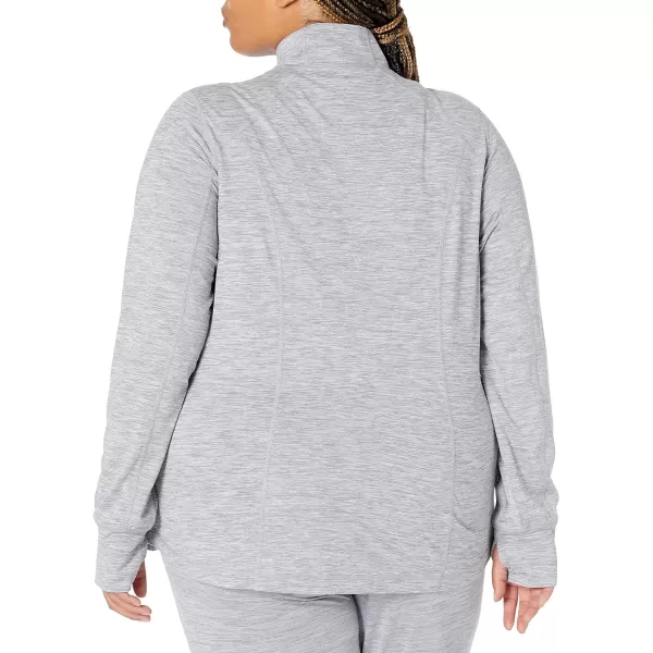 Amazon Essentials Womens Brushed Tech Stretch FullZip Jacket Available in Plus SizeLight Grey Space Dye