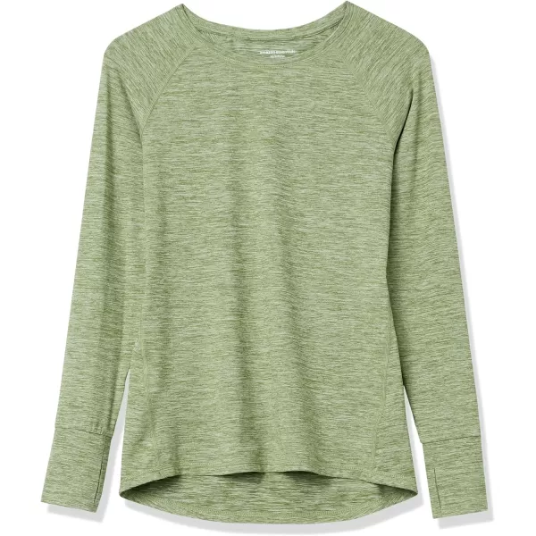 Amazon Essentials Womens Brushed Tech Stretch LongSleeve Crewneck Shirt Available in Plus SizeArmy Green