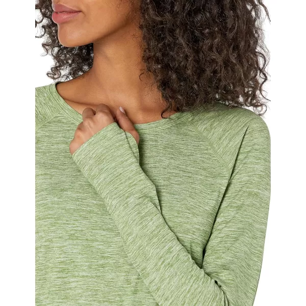 Amazon Essentials Womens Brushed Tech Stretch LongSleeve Crewneck Shirt Available in Plus SizeArmy Green