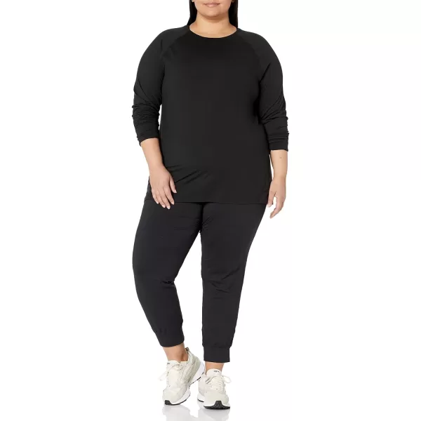 Amazon Essentials Womens Brushed Tech Stretch LongSleeve Crewneck Shirt Available in Plus SizeBlack