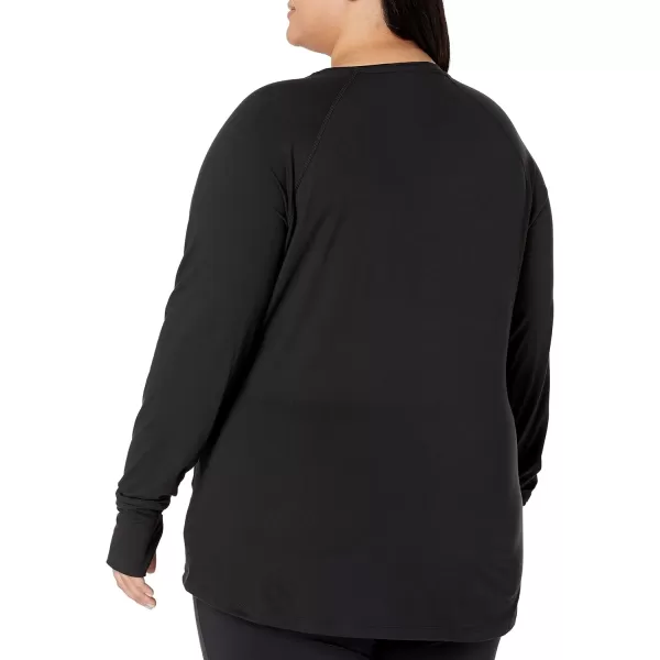 Amazon Essentials Womens Brushed Tech Stretch LongSleeve Crewneck Shirt Available in Plus SizeBlack