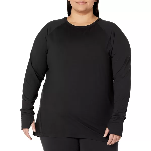 Amazon Essentials Womens Brushed Tech Stretch LongSleeve Crewneck Shirt Available in Plus SizeBlack