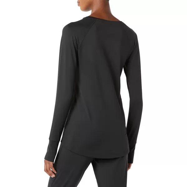 Amazon Essentials Womens Brushed Tech Stretch LongSleeve Crewneck Shirt Available in Plus SizeBlack