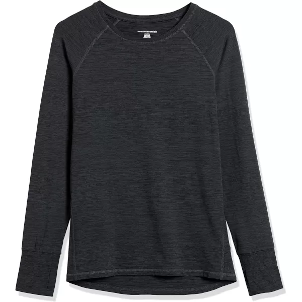 Amazon Essentials Womens Brushed Tech Stretch LongSleeve Crewneck Shirt Available in Plus SizeBlackSpace Dye