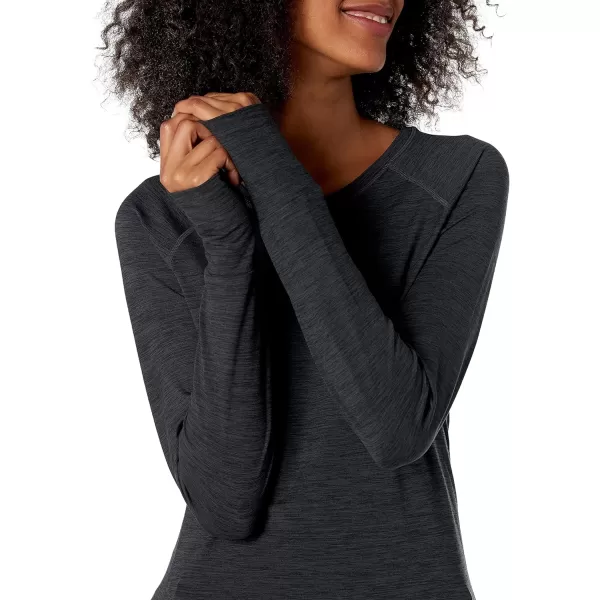 Amazon Essentials Womens Brushed Tech Stretch LongSleeve Crewneck Shirt Available in Plus SizeBlackSpace Dye