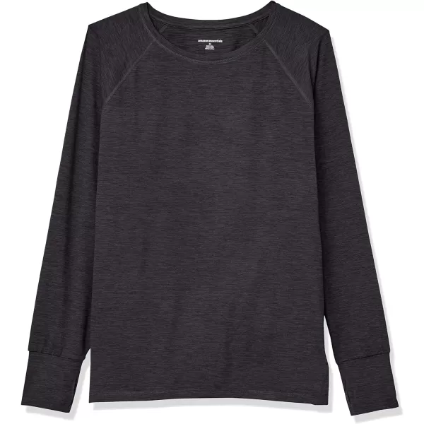 Amazon Essentials Womens Brushed Tech Stretch LongSleeve Crewneck Shirt Available in Plus SizeBlackSpace Dye