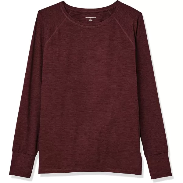 Amazon Essentials Womens Brushed Tech Stretch LongSleeve Crewneck Shirt Available in Plus SizeBurgundy Space Dye