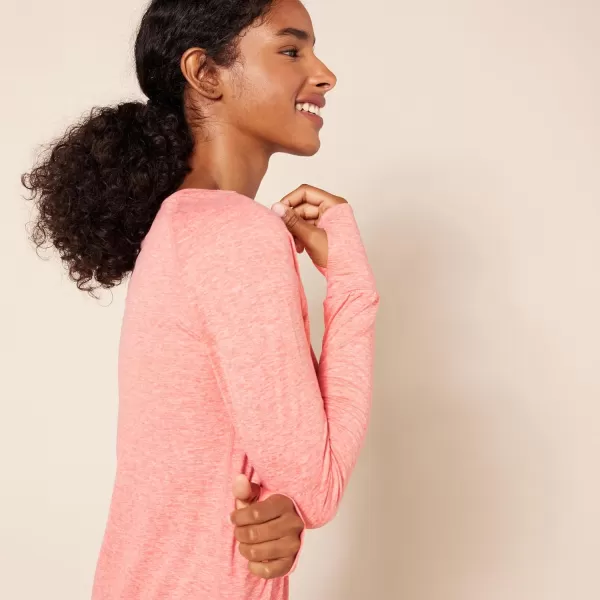 Amazon Essentials Womens Brushed Tech Stretch LongSleeve Crewneck Shirt Available in Plus SizeCoral Pink