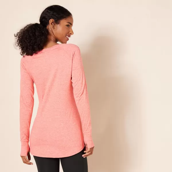 Amazon Essentials Womens Brushed Tech Stretch LongSleeve Crewneck Shirt Available in Plus SizeCoral Pink