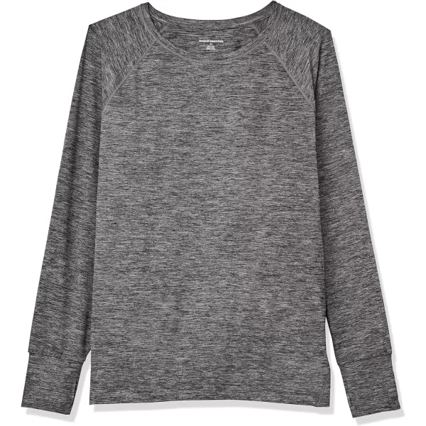 Amazon Essentials Womens Brushed Tech Stretch LongSleeve Crewneck Shirt Available in Plus SizeDark Grey Space Dye