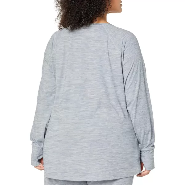 Amazon Essentials Womens Brushed Tech Stretch LongSleeve Crewneck Shirt Available in Plus SizeGrey