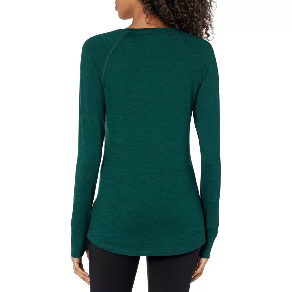 Amazon Essentials Womens Brushed Tech Stretch LongSleeve Crewneck Shirt Available in Plus SizeJade Green