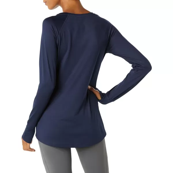 Amazon Essentials Womens Brushed Tech Stretch LongSleeve Crewneck Shirt Available in Plus SizeNavy