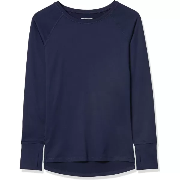 Amazon Essentials Womens Brushed Tech Stretch LongSleeve Crewneck Shirt Available in Plus SizeNavy