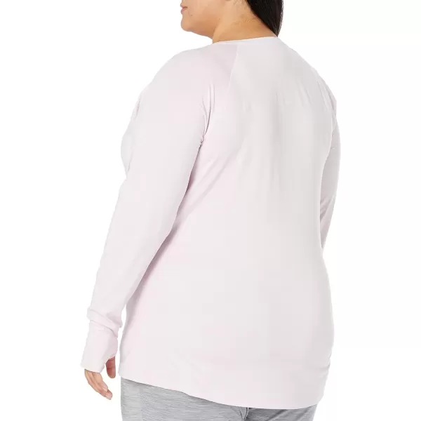 Amazon Essentials Womens Brushed Tech Stretch LongSleeve Crewneck Shirt Available in Plus SizePale Pink