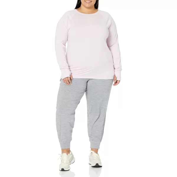 Amazon Essentials Womens Brushed Tech Stretch LongSleeve Crewneck Shirt Available in Plus SizePale Pink