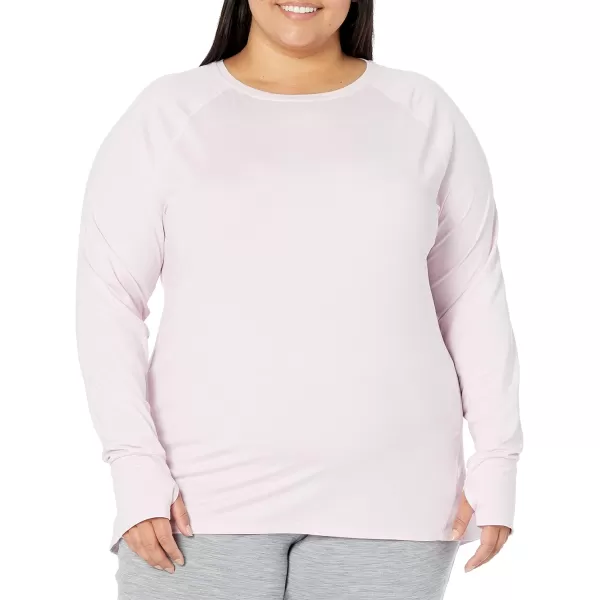 Amazon Essentials Womens Brushed Tech Stretch LongSleeve Crewneck Shirt Available in Plus SizePale Pink