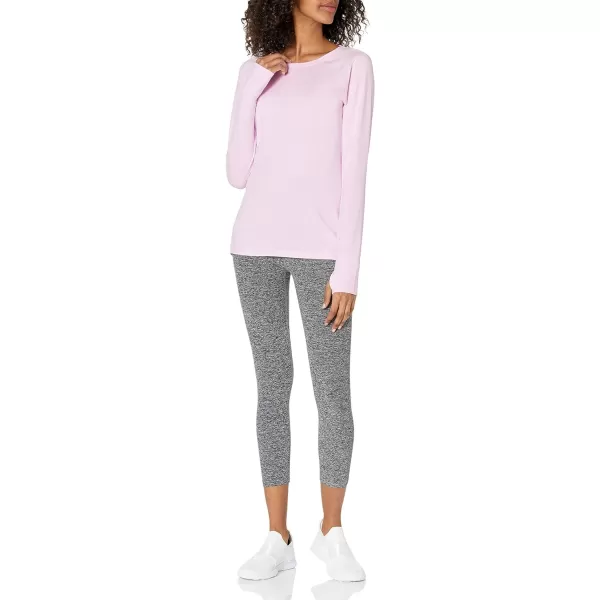 Amazon Essentials Womens Brushed Tech Stretch LongSleeve Crewneck Shirt Available in Plus SizePale Pink