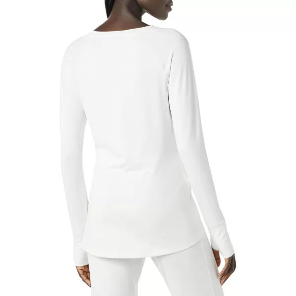 Amazon Essentials Womens Brushed Tech Stretch LongSleeve Crewneck Shirt Available in Plus SizeWhite