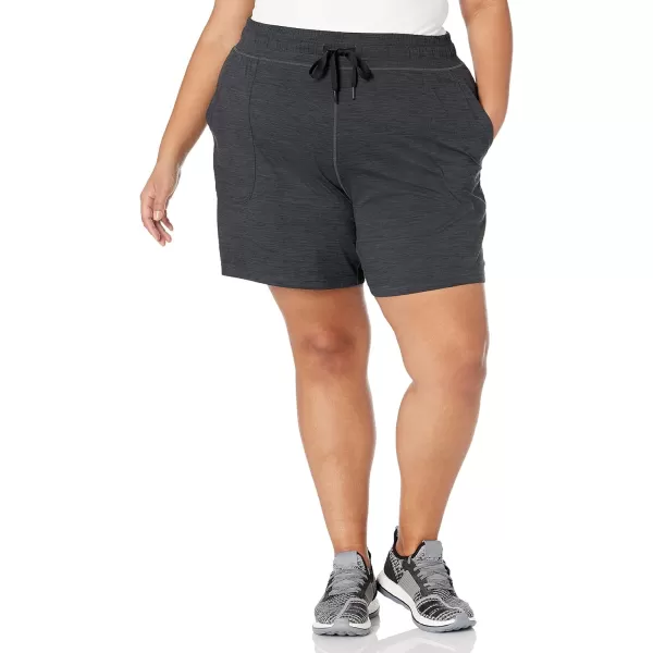 Amazon Essentials Womens Brushed Tech Stretch Short Available in Plus SizeBlack Space Dye