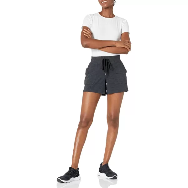 Amazon Essentials Womens Brushed Tech Stretch Short Available in Plus SizeBlack Space Dye