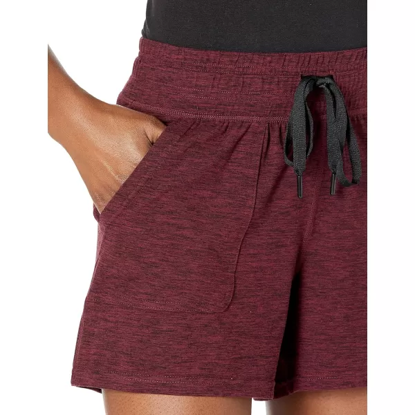 Amazon Essentials Womens Brushed Tech Stretch Short Available in Plus SizeBurgundy Space Dye