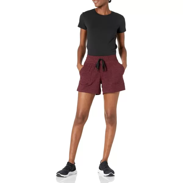 Amazon Essentials Womens Brushed Tech Stretch Short Available in Plus SizeBurgundy Space Dye