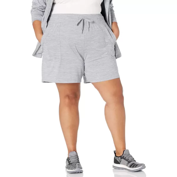 Amazon Essentials Womens Brushed Tech Stretch Short Available in Plus SizeGrey Space Dye